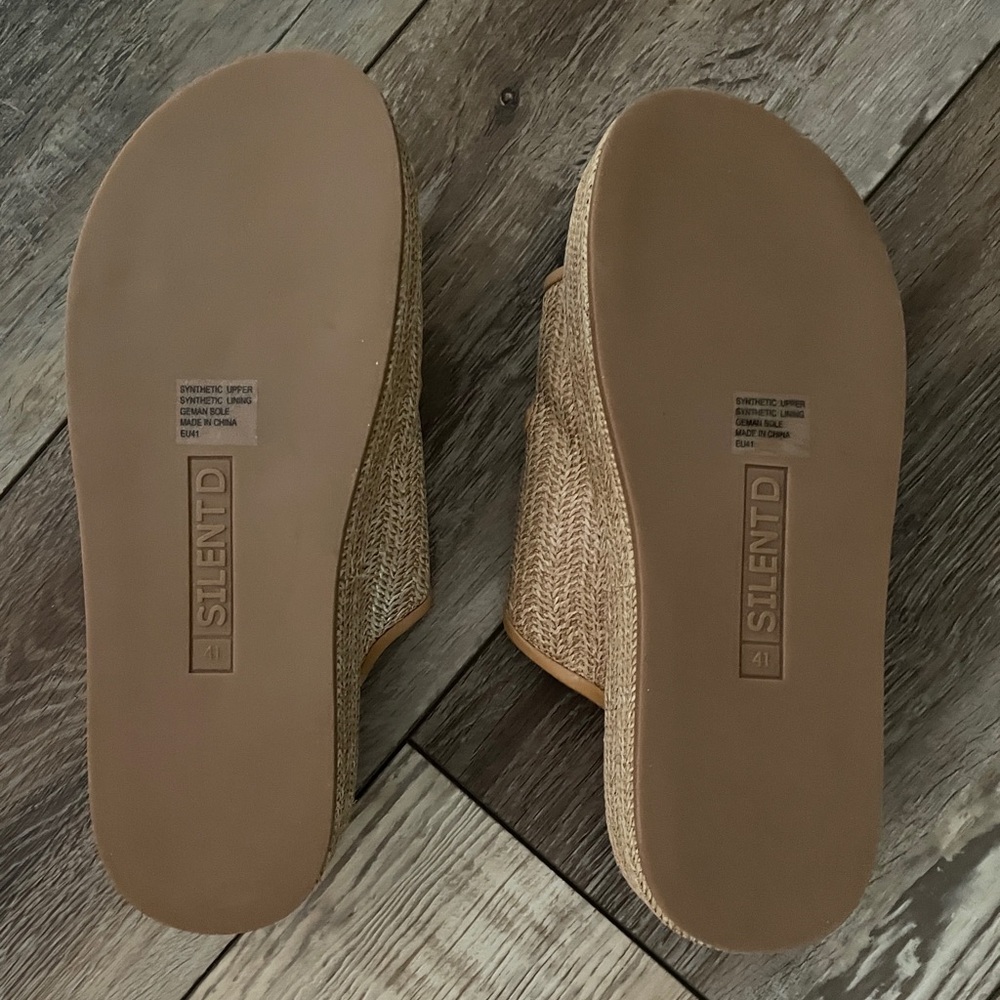 NWOT Silent D Platform Raffia Slide On Sandals - Picture 5 of 6